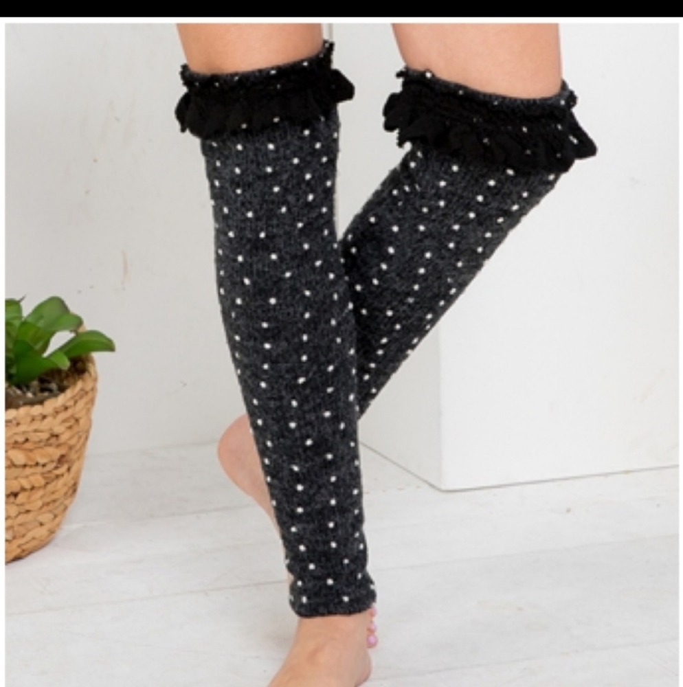 Gave away for free A'reve Polk Dot Crochet Lace Leg Warmer Boot Toppers